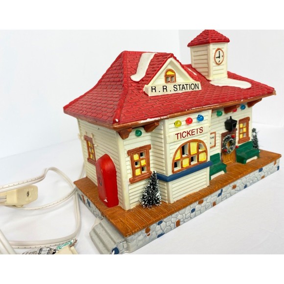 Holiday Living by Lowes Porcelain Lighted Railroad Station EUC, Christmas - Picture 9 of 16